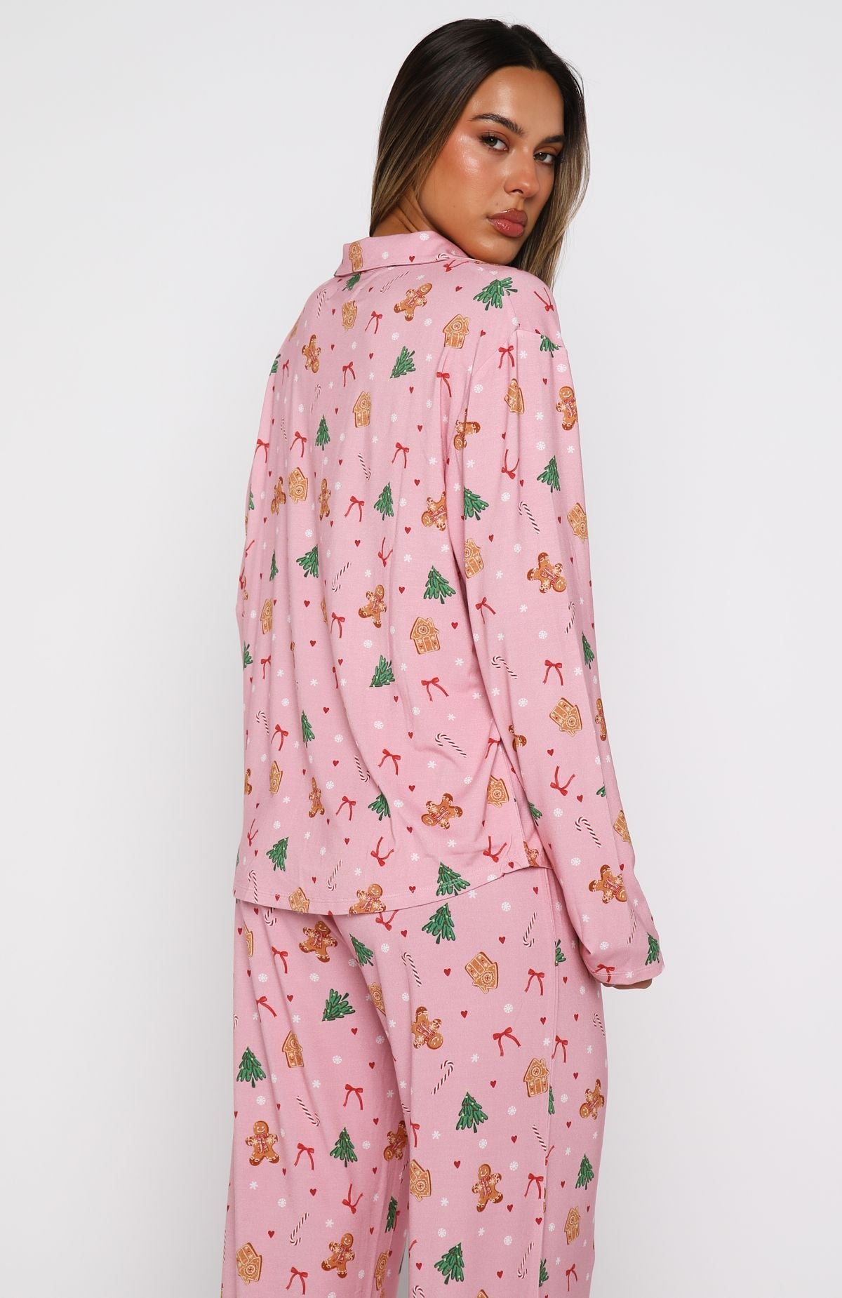 White Fox Pillow Talk Printed Long Sleeve Pyjama Set Candy Kiss