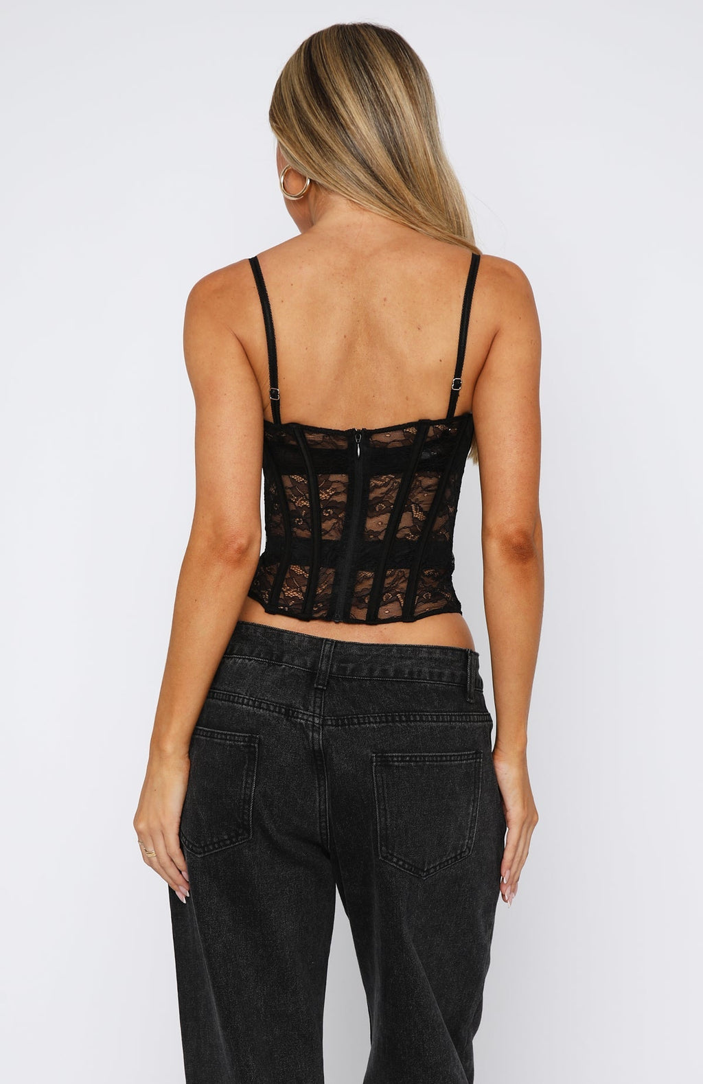 White Fox I'm Irreplaceable Lace Bustier Black
