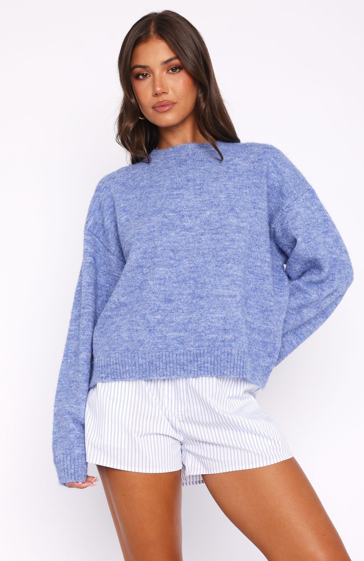 White Fox Warm Whispers Knit Sweater Cornflower Blue