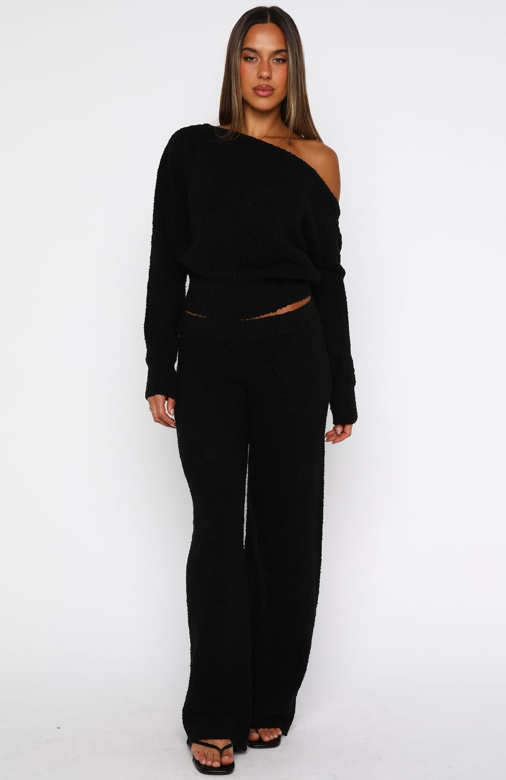 White Fox Please Be Mine Knit Sweater Black