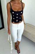 White Fox I'm The Answer Tank Top Black/White Polka Dot