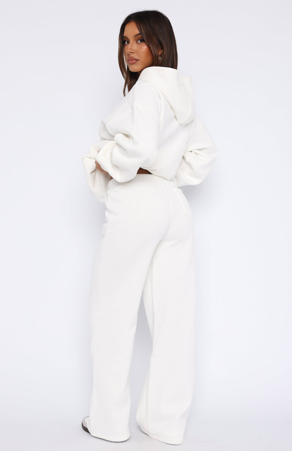 White Fox Missed Flights Wide Leg Sweatpants White