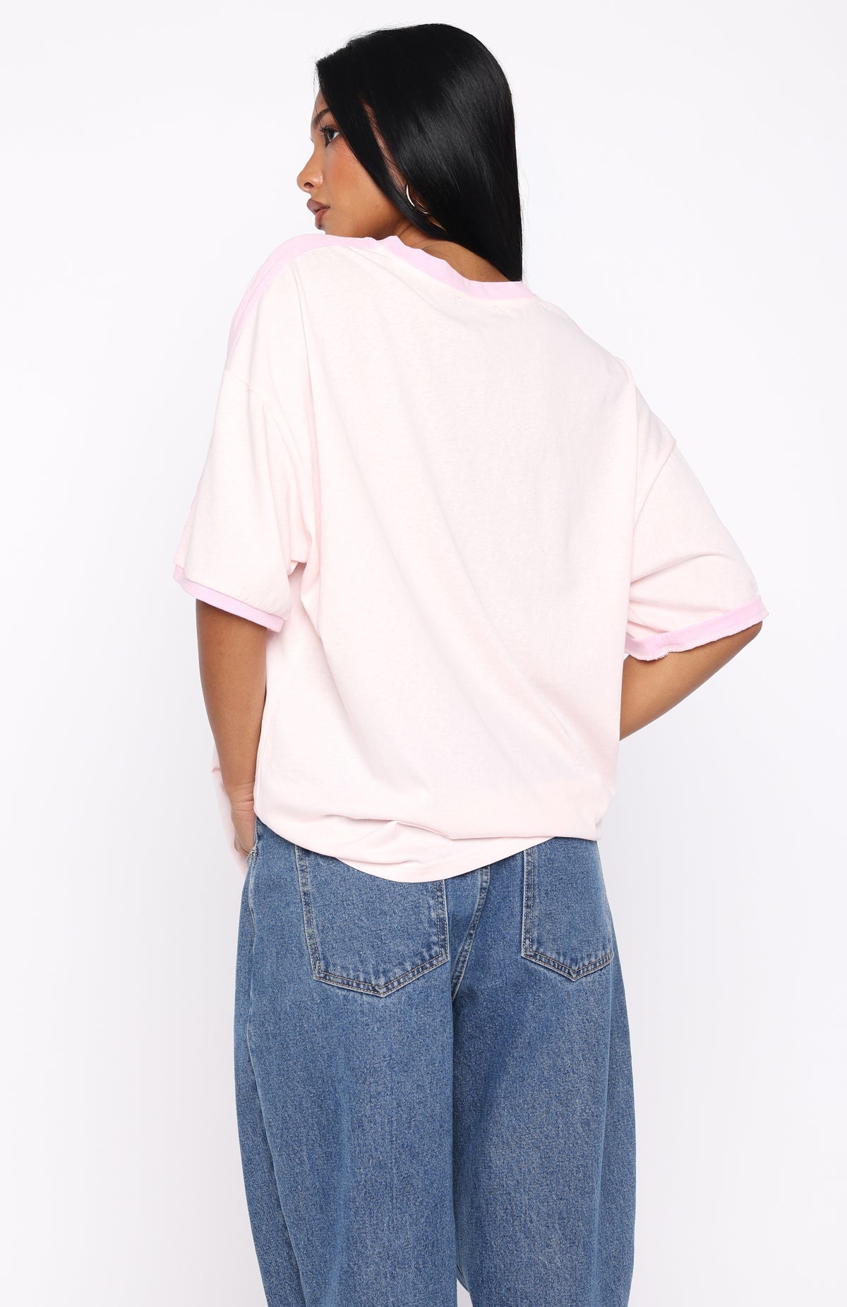 White Fox Life Goals Oversized Sports Tee Pink