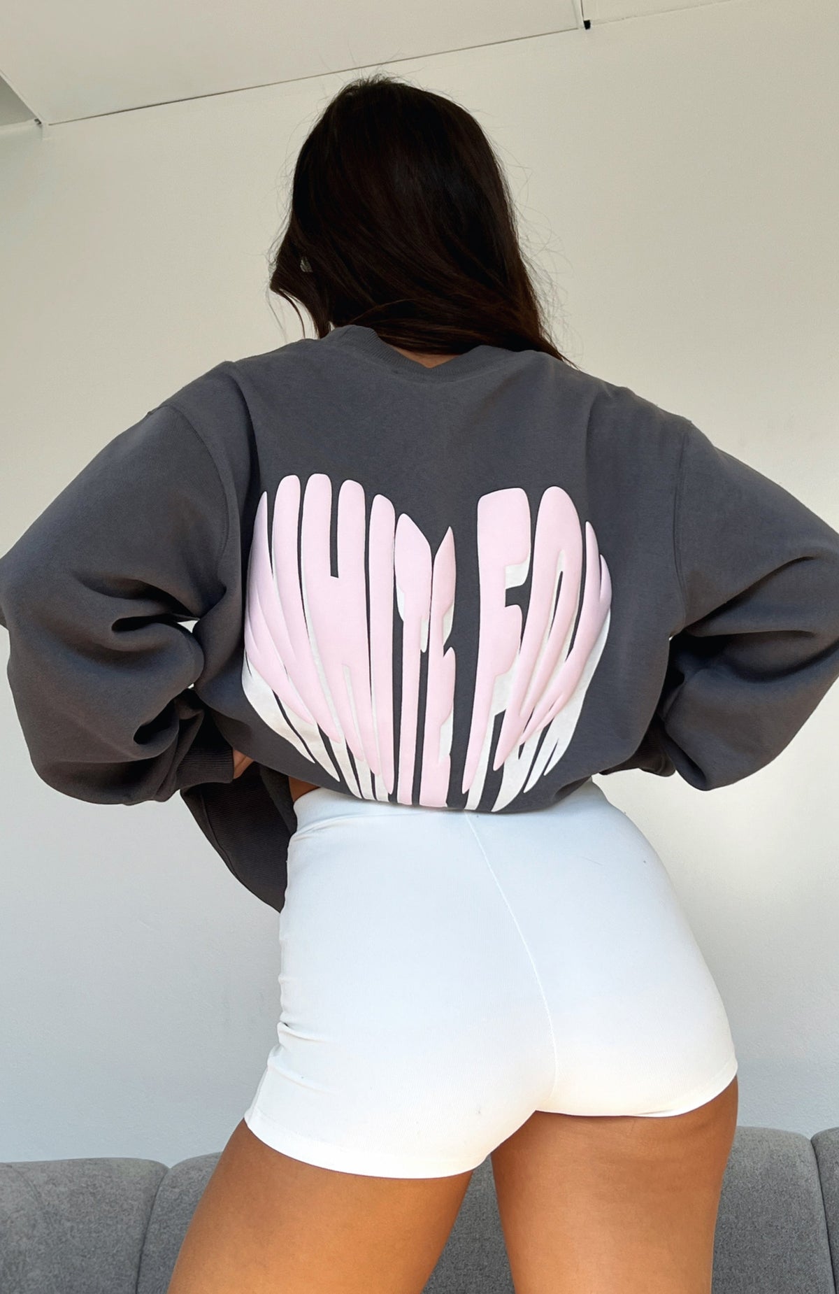 White Fox Love Burst Oversized Sweater Volcanic