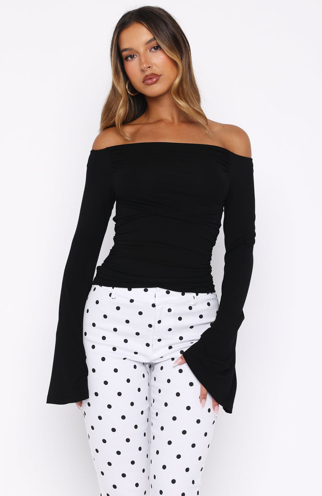 White Fox Perfect Night Long Sleeve Top Black