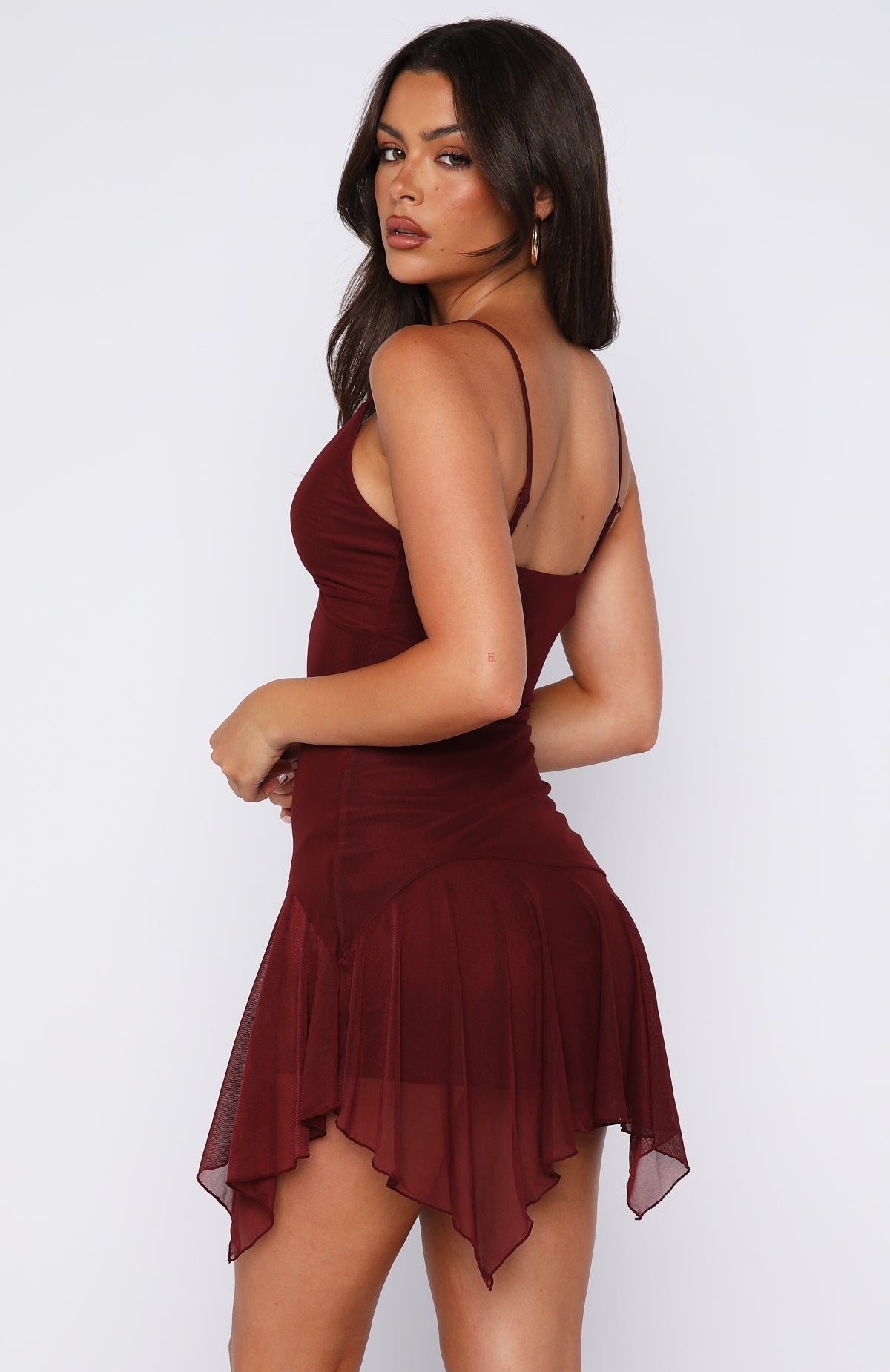 White Fox Floating Through It Mini Dress Burgundy