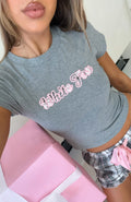 White Fox That Time Of Year Baby Tee Dark Grey Marle