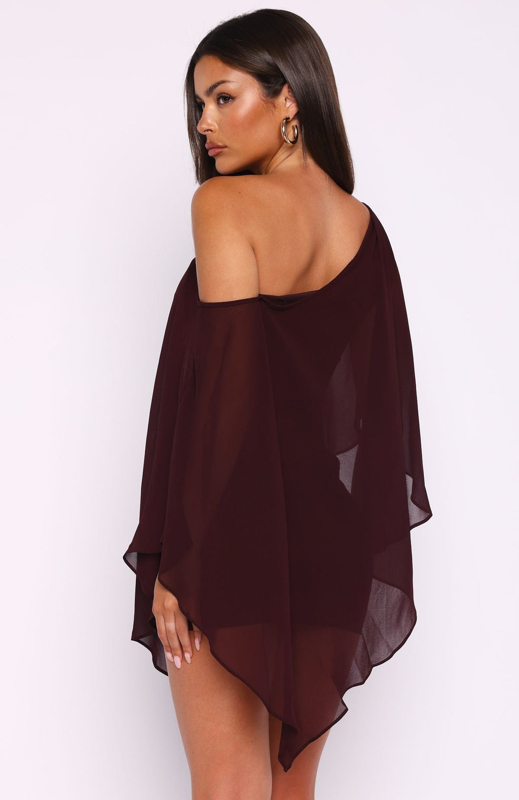 White Fox Just For Tonight One Shoulder Mini Dress Burgundy