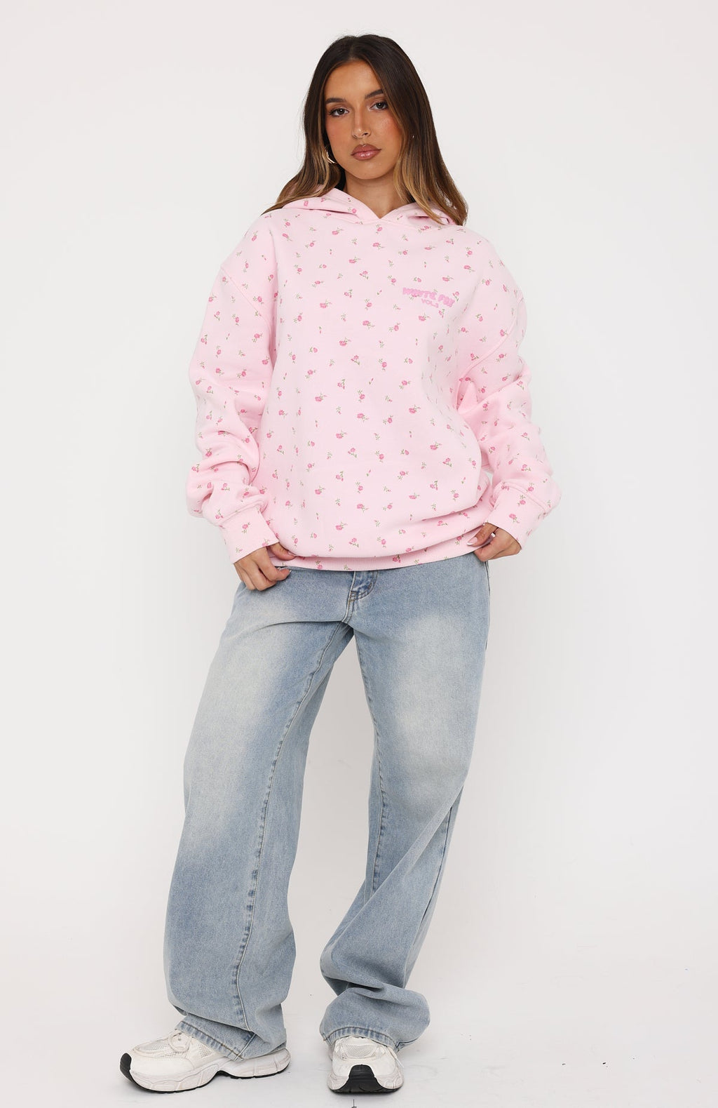 White Fox Offstage Printed Oversized Hoodie Posy Ditsy