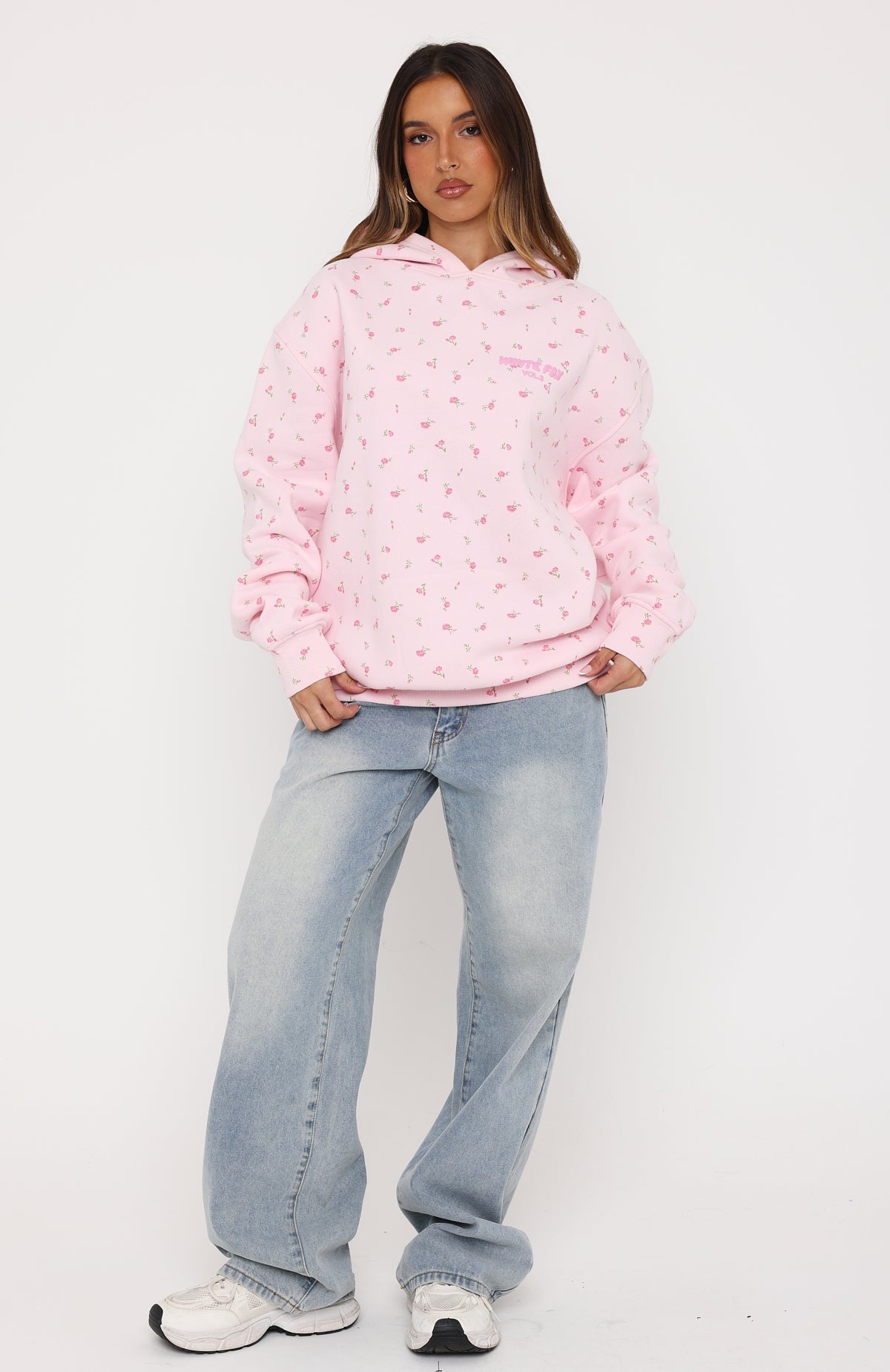 White Fox Offstage Printed Oversized Hoodie Posy Ditsy