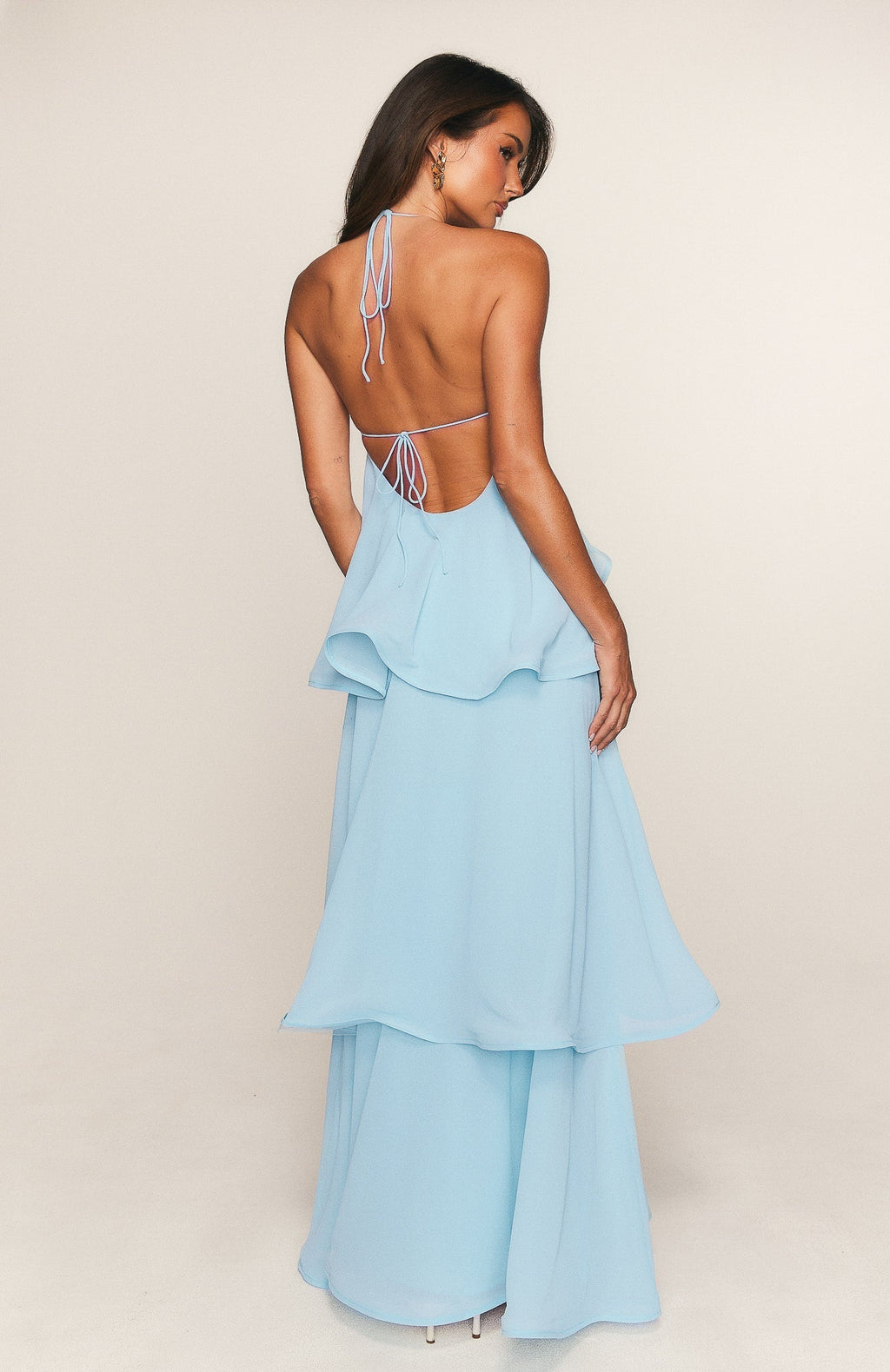 White Fox Twirl With Me Maxi Dress Baby Blue