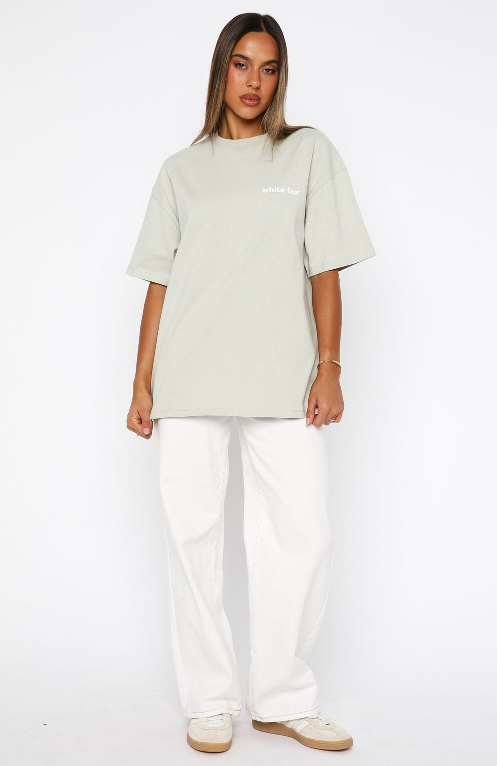 White Fox No Mercy Oversized Tee Sage