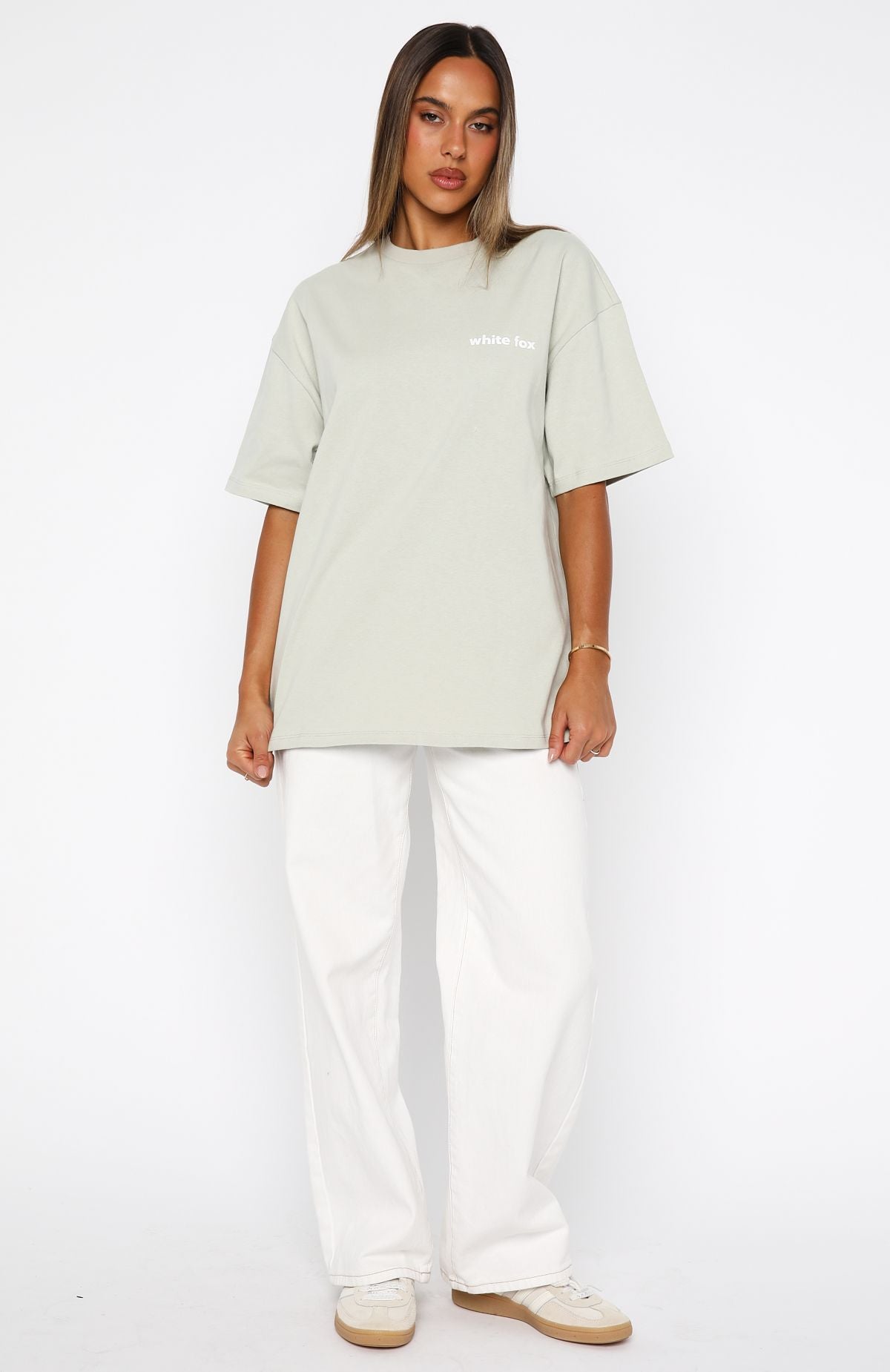 White Fox No Mercy Oversized Tee Sage