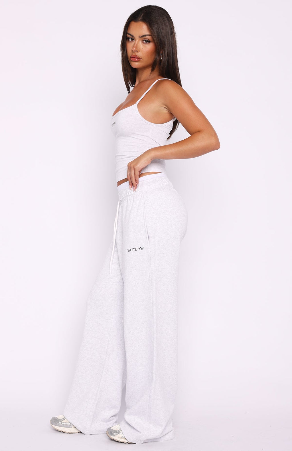 White Fox Off The Field Double Waistband Wide Leg Sweatpants Grey