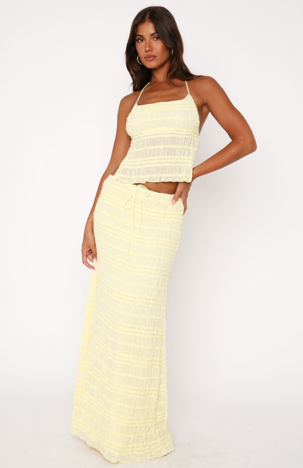 White Fox Hold Out Halter Top Lemon
