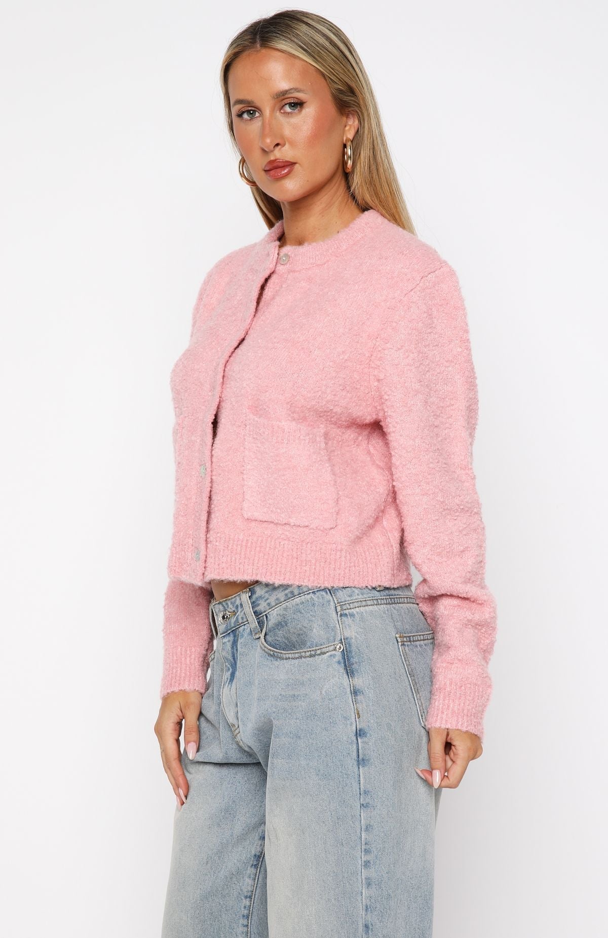 White Fox Layer Of Love Knit Cardigan Dusty Pink