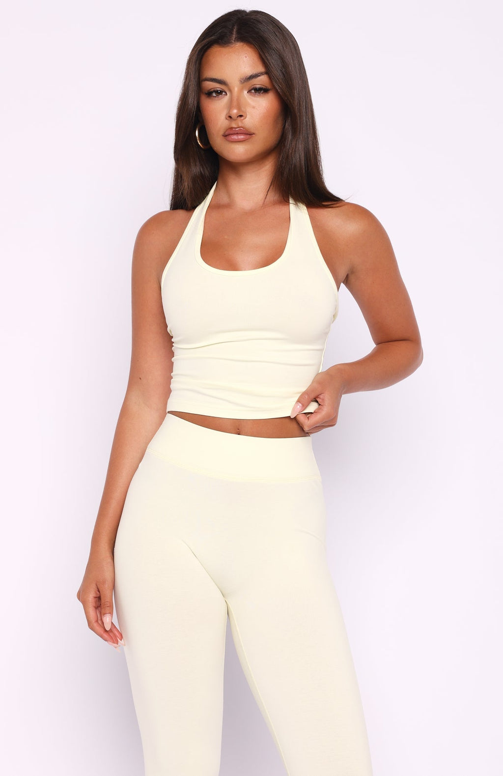White Fox Focus On The Good Halter Top Lemon