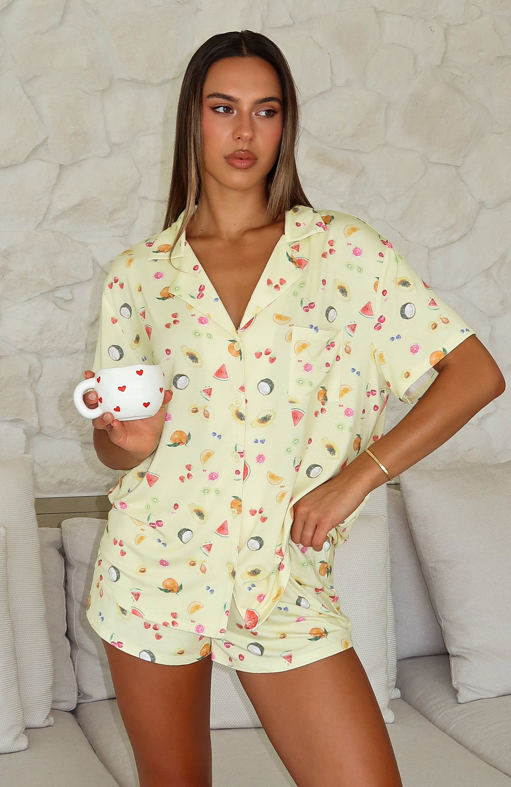 White Fox Dreamscape Printed Pyjama Set Fruit Salad