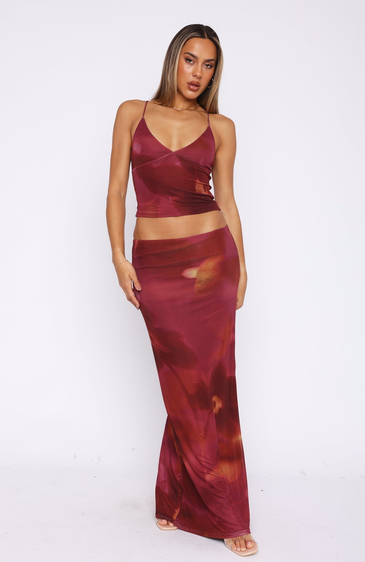 White Fox Sunset Girl Maxi Skirt Dark Romance