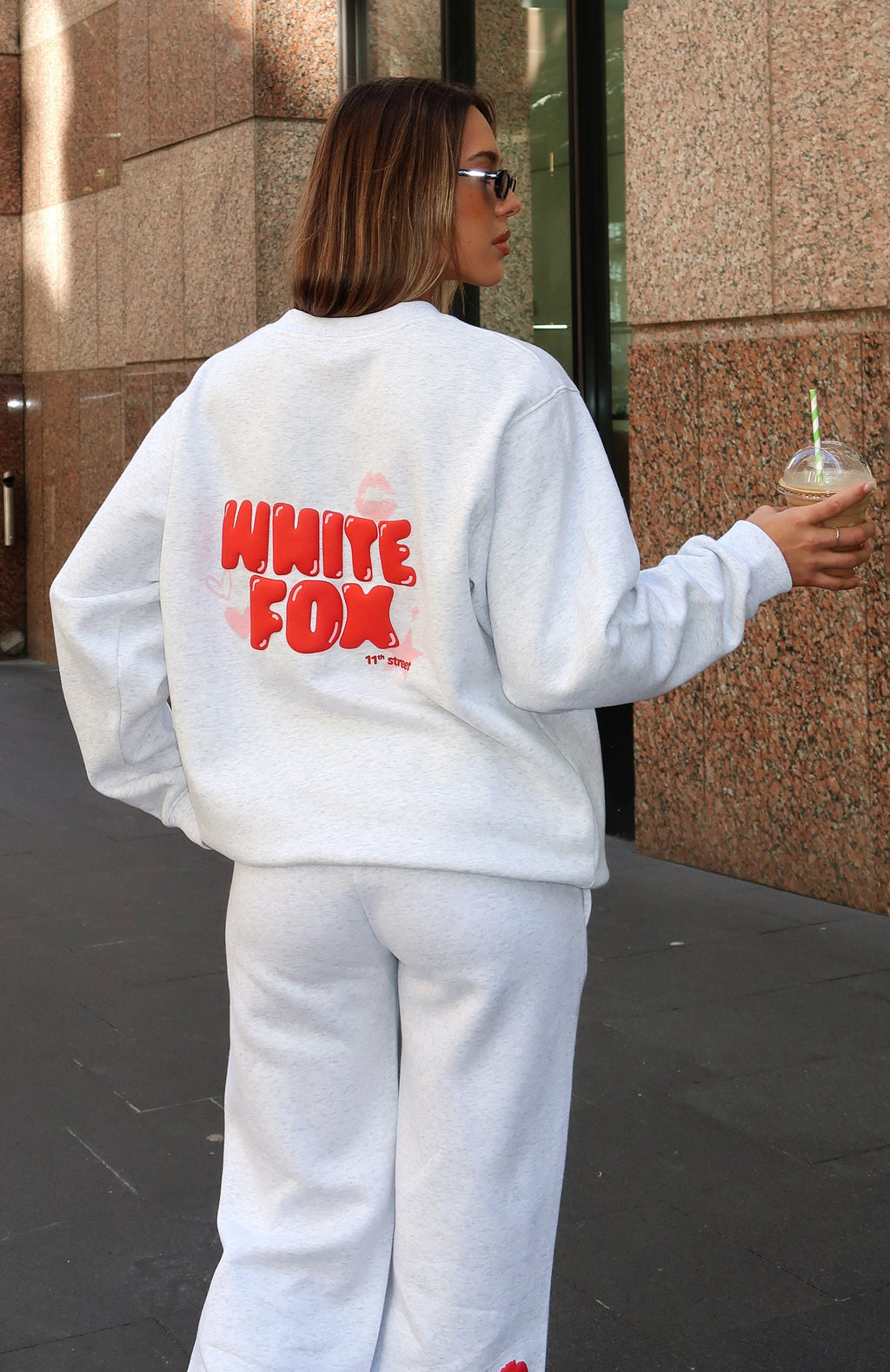 White Fox 11th Street Sweet Kisses Oversized Sweater Cherry Glaze