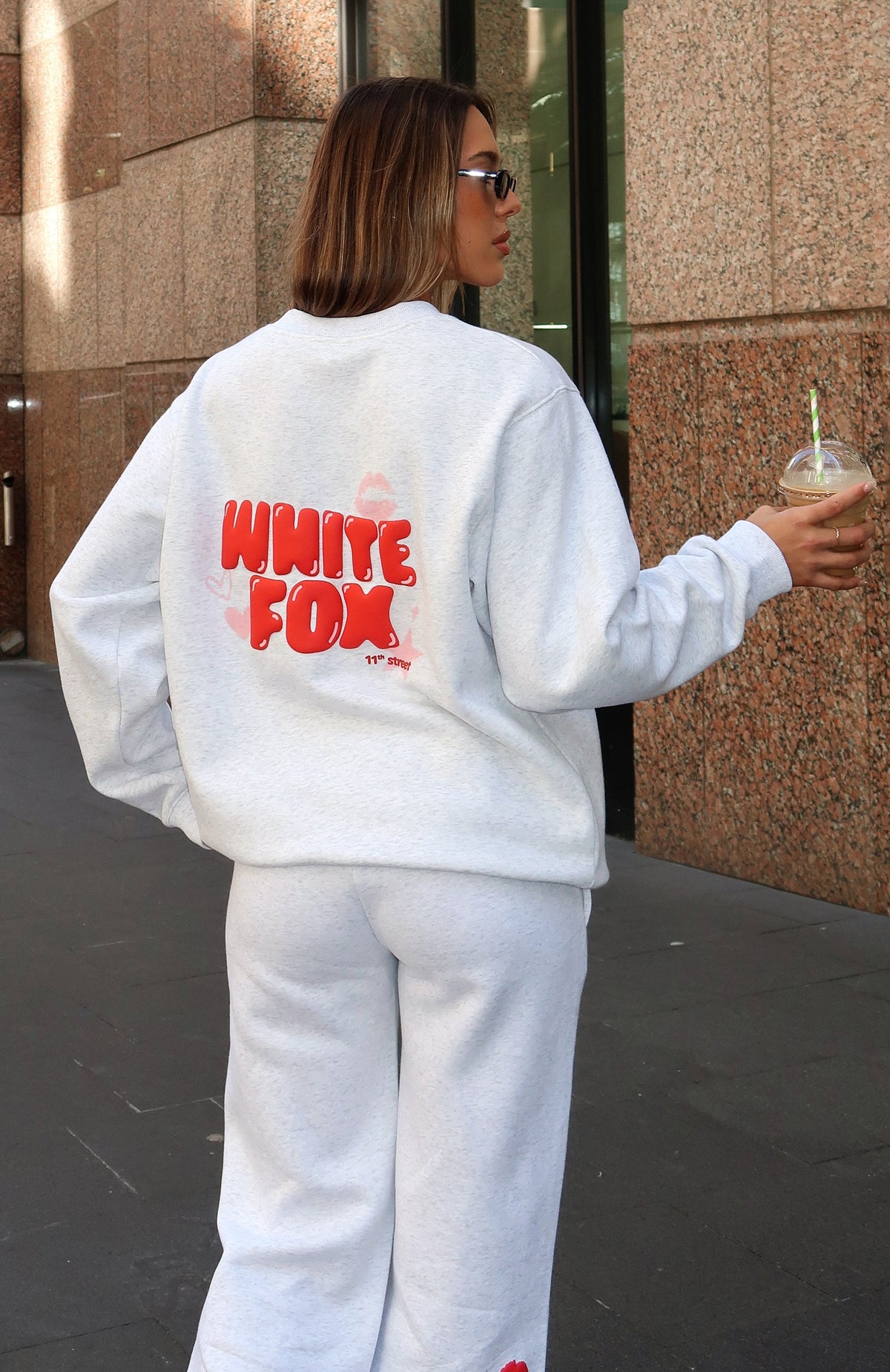 White Fox 11th Street Sweet Kisses Oversized Sweater Cherry Glaze