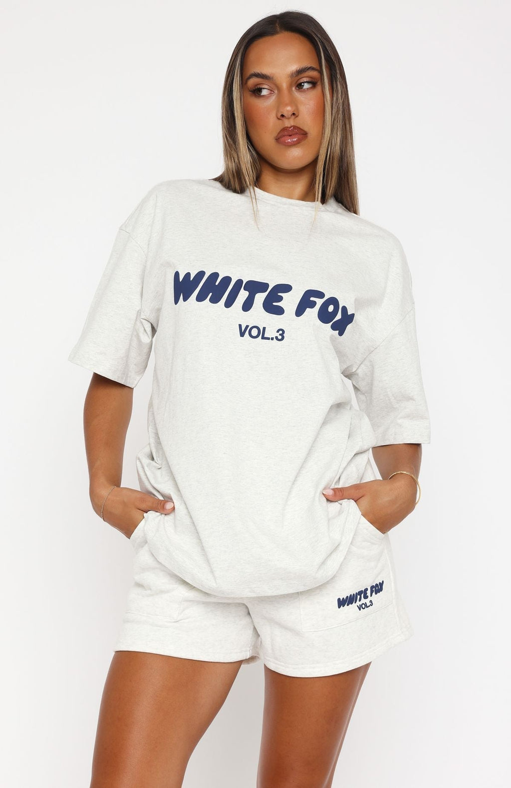 White Fox Offstage Oversized Tee Mineral Grey