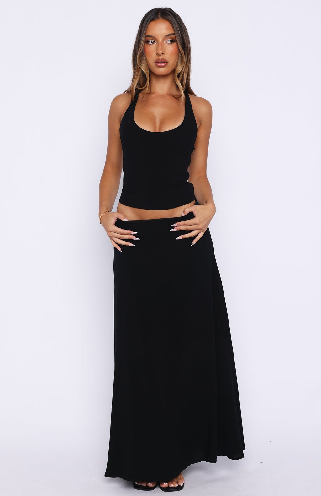 White Fox Sunbliss Maxi Skirt Black
