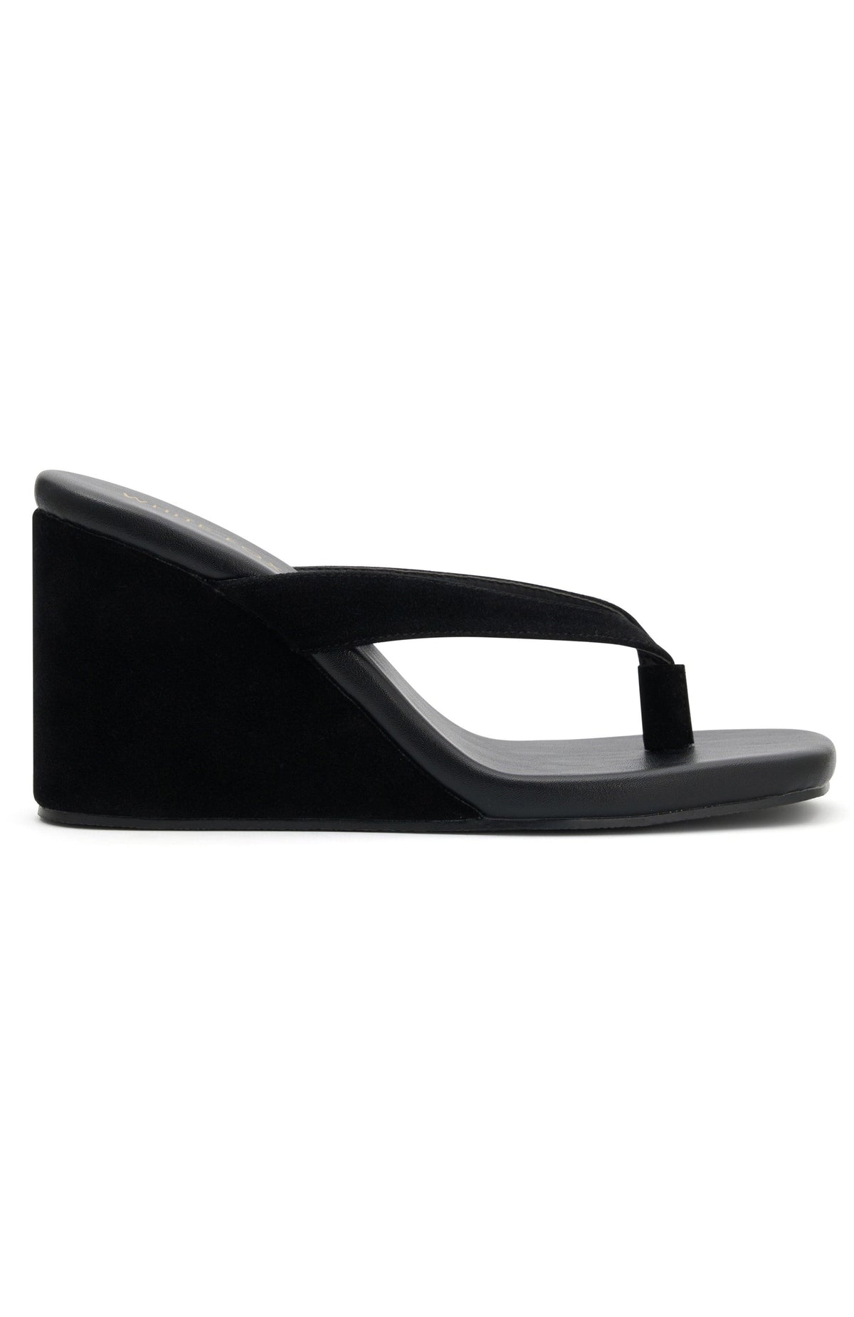White Fox Grace Wedge Black Faux Suede