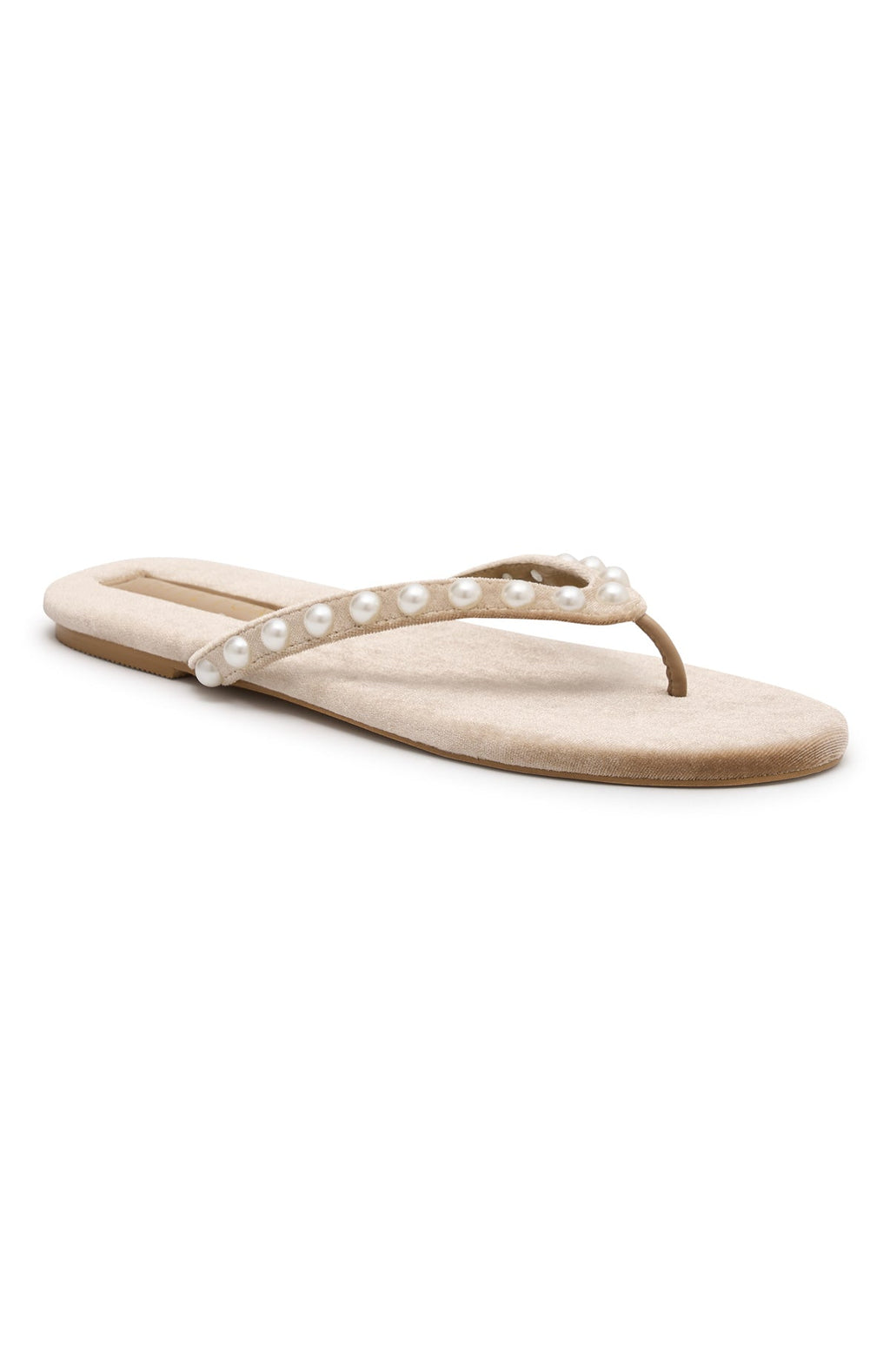 White Fox Peach Thong Sandals Champagne Velvet