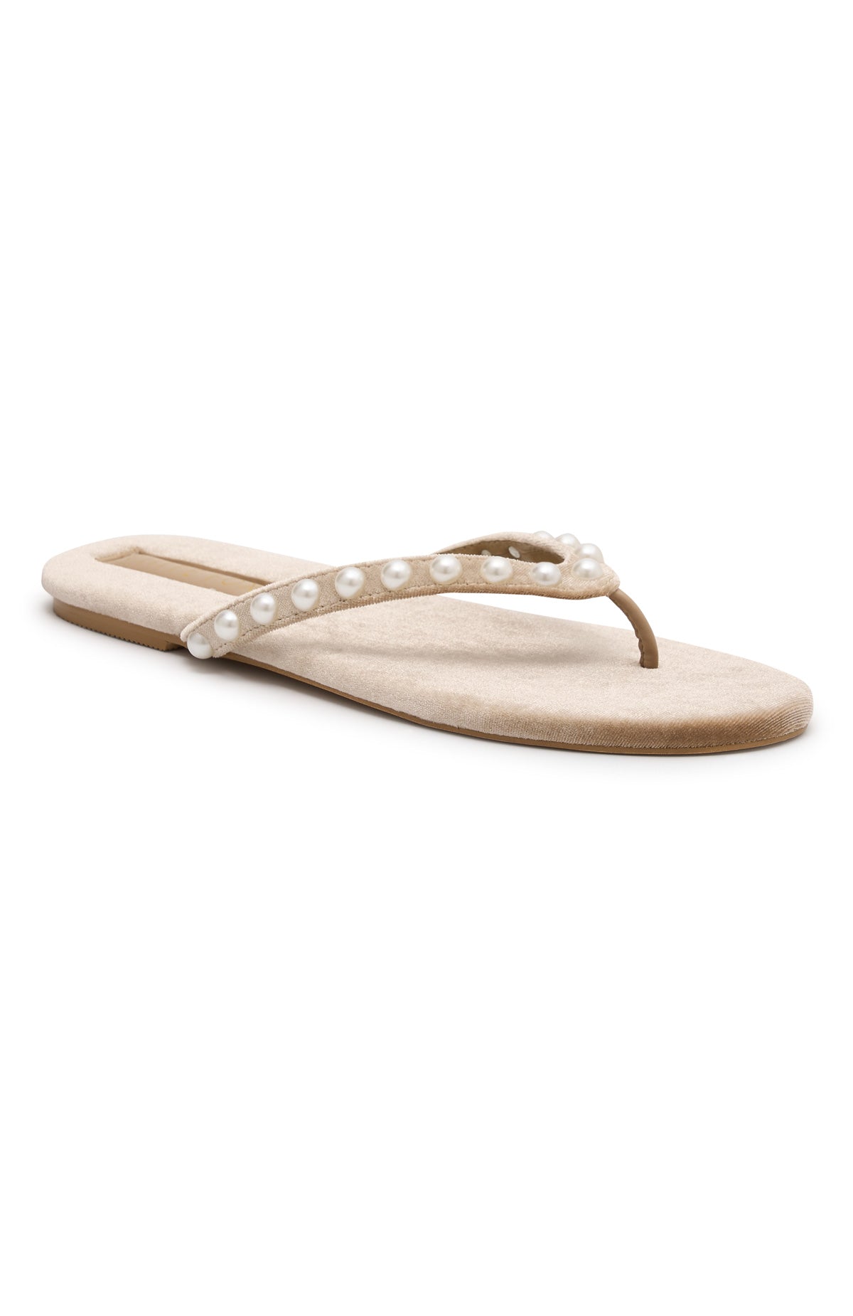 White Fox Peach Thong Sandals Champagne Velvet