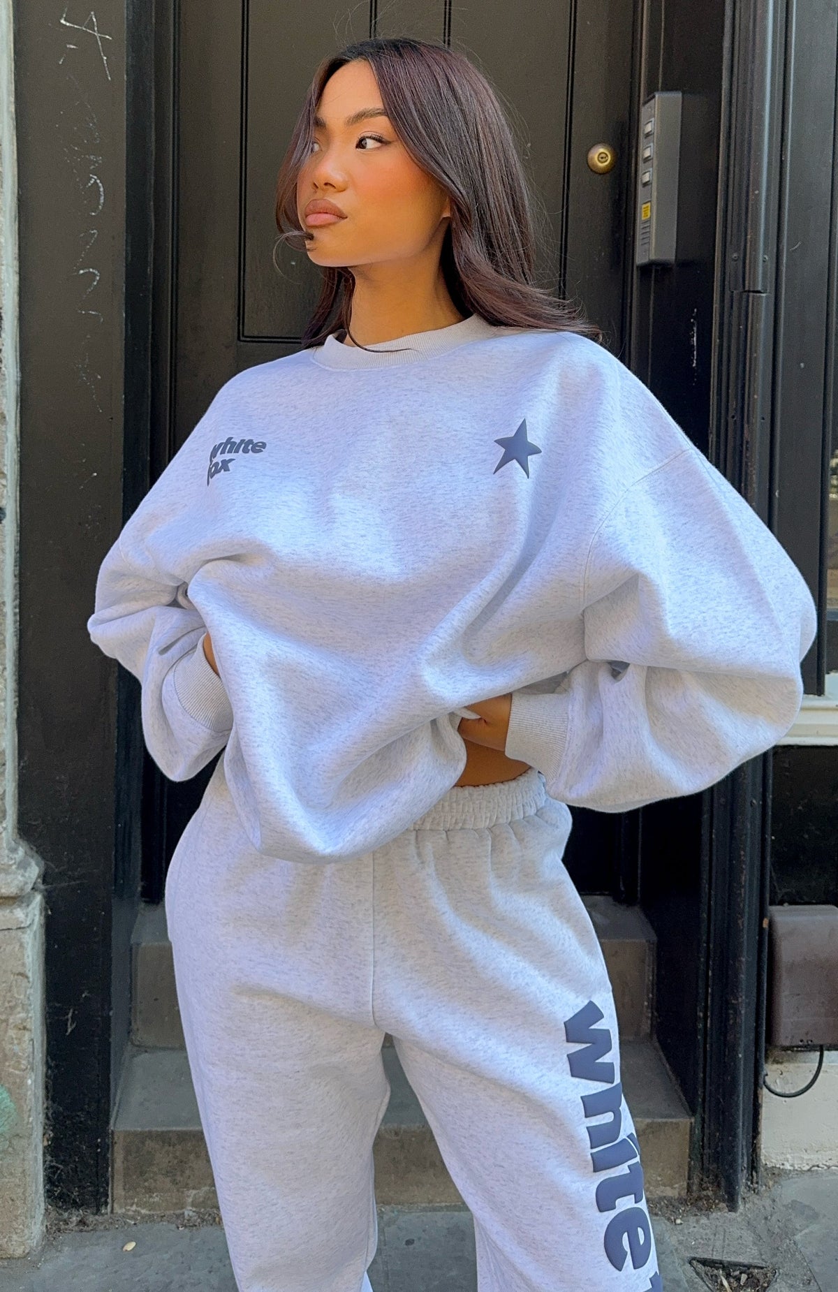 White Fox From The Archives Freya Oversized Sweater Grey Marle