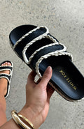 White Fox Joe Sandals Black/Cream