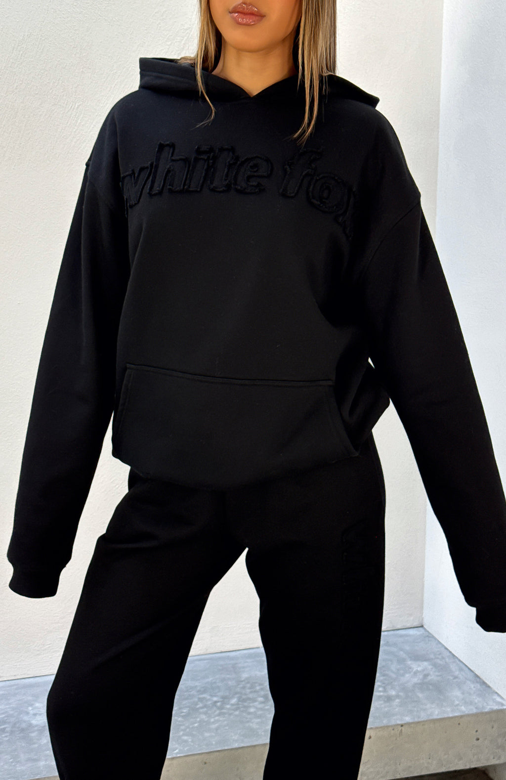 White Fox From The Archives Lexi Oversized Hoodie Black