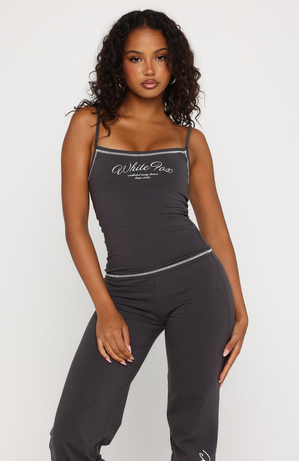 White Fox Sweet Embrace Singlet Charcoal