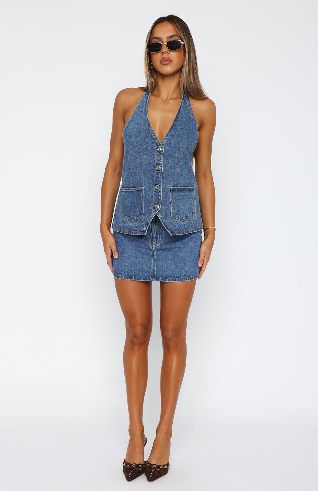 White Fox Holla At Me Mini Skirt Admiral Blue