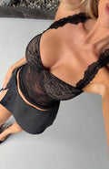 White Fox I Don't Believe It Halter Top Black