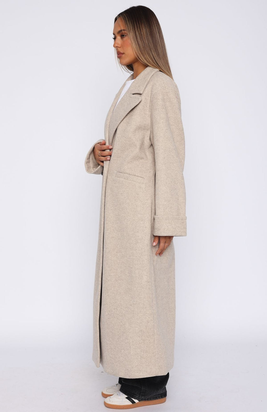White Fox Winter Holiday Oversized Coat Oat