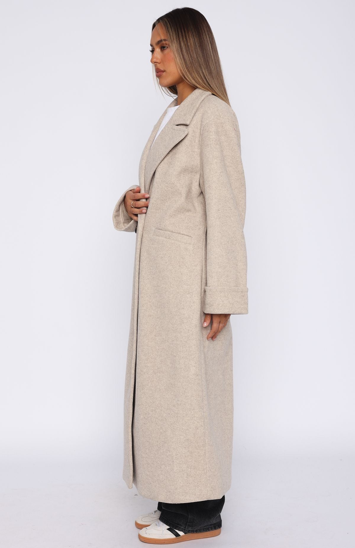 White Fox Winter Holiday Oversized Coat Oat