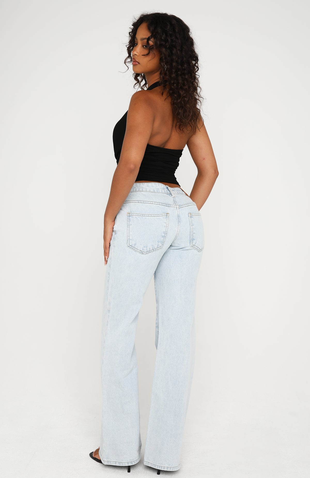 White Fox Cielo Low Rise Flare Leg Jeans Glacier Blue Wash