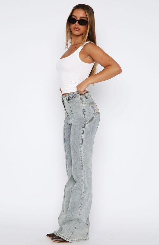 White Fox Zoe High Rise Bootleg Jeans Light Blue Acid