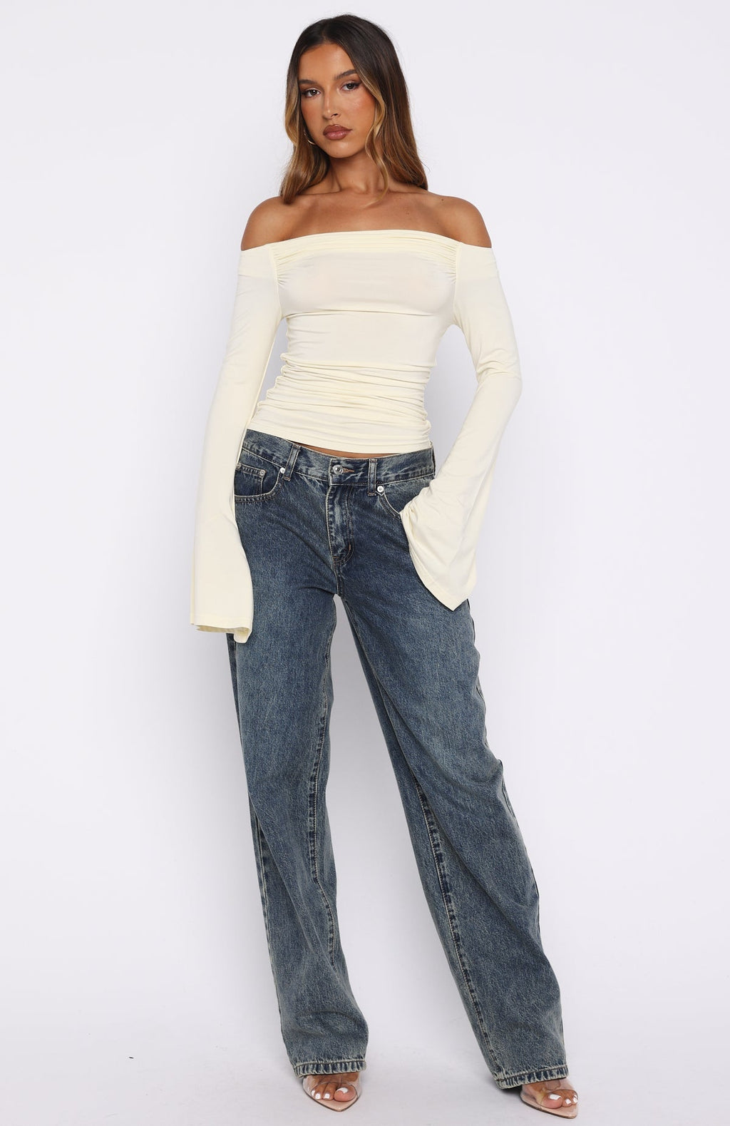 White Fox Perfect Night Long Sleeve Top Cream