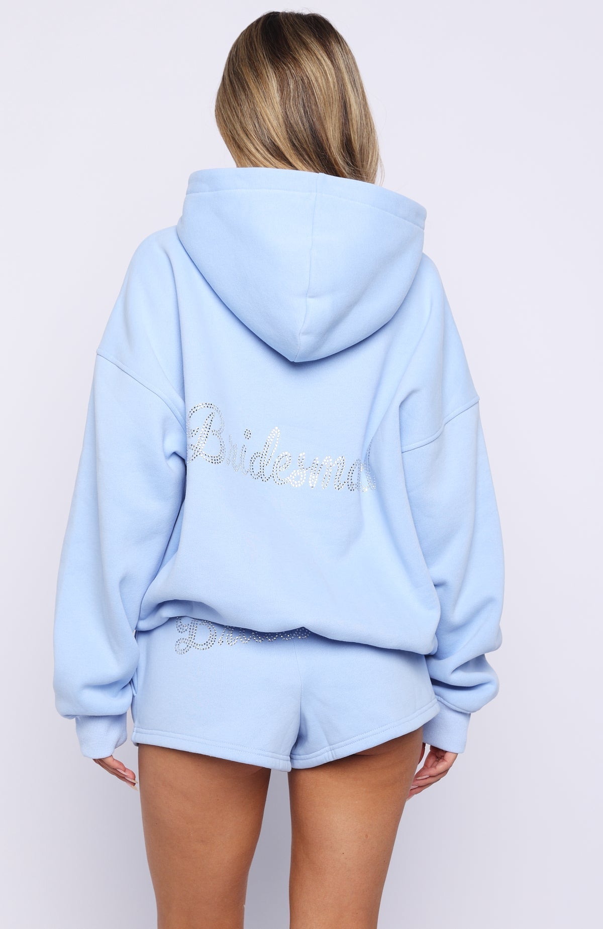White Fox Bridal Party Lounge Shorts Light Blue
