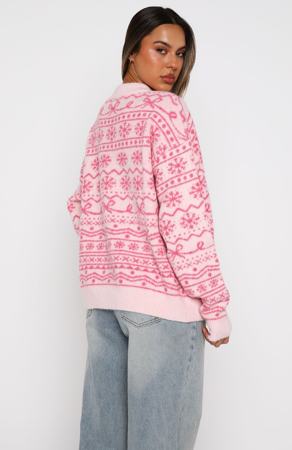 White Fox Arctic Fire Knit Sweater Baby Pink