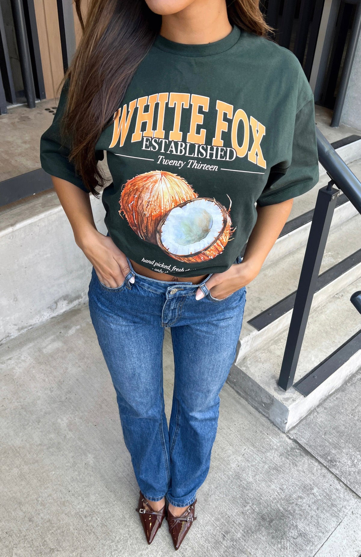 White Fox Millie High Rise Bootleg Jeans Dark Blue