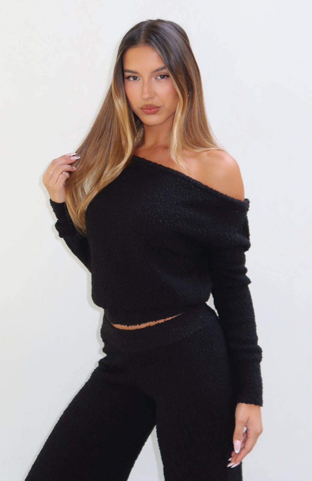 White Fox Please Be Mine Knit Sweater Black