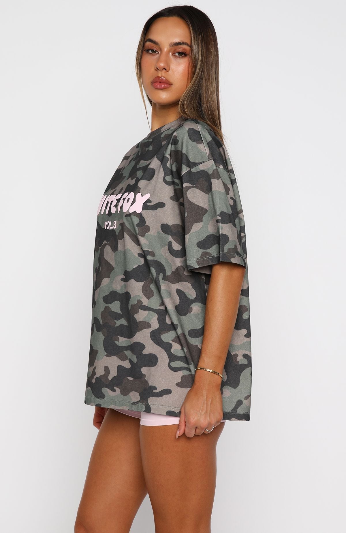 White Fox Offstage Printed Oversized Tee Washed Camo