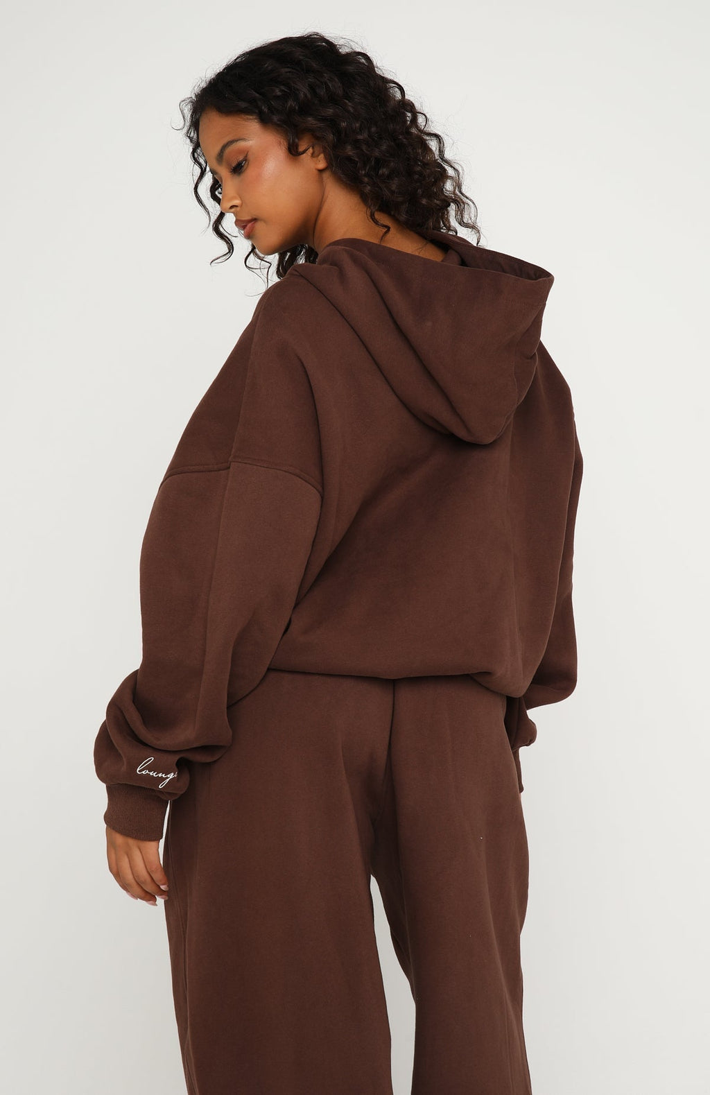 White Fox Know What You Want Oversized Hoodie Chocolate