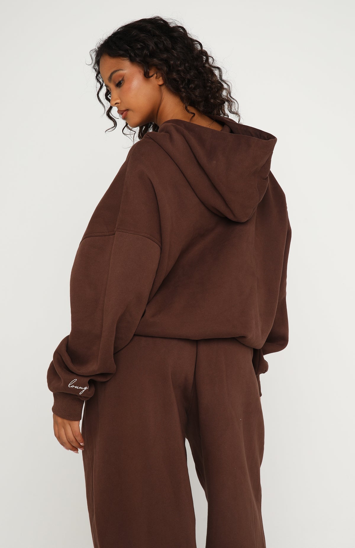 White Fox Know What You Want Oversized Hoodie Chocolate