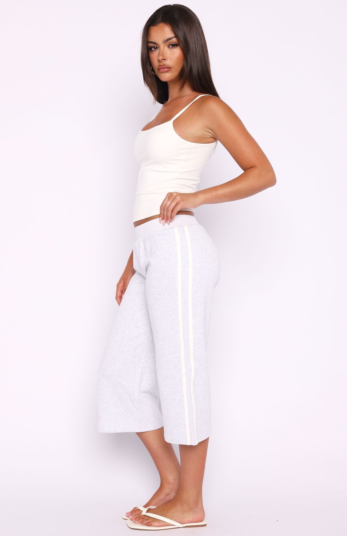 White Fox Stuck In A Daze Capri Track Pants Grey Marle