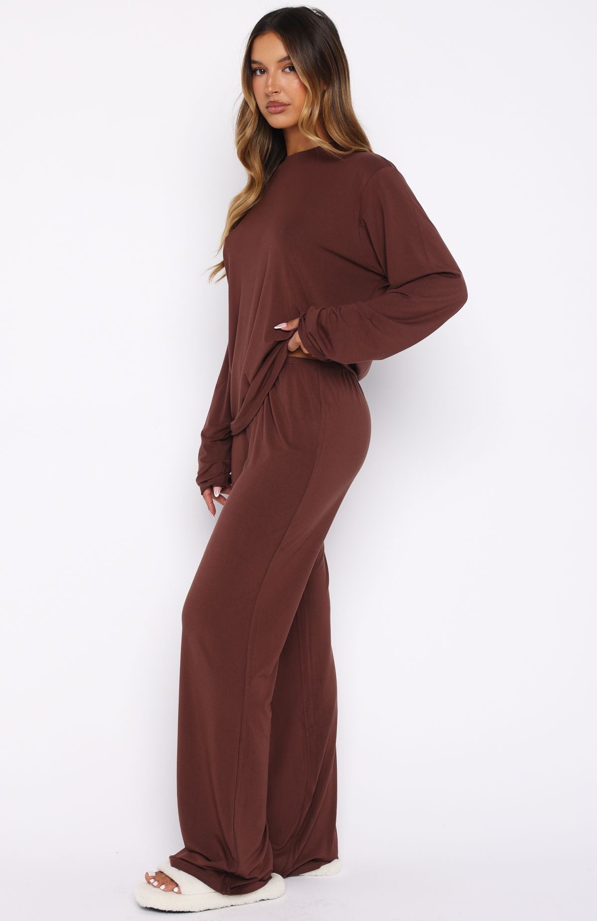 White Fox Slow Life Pyjama Pants Chocolate
